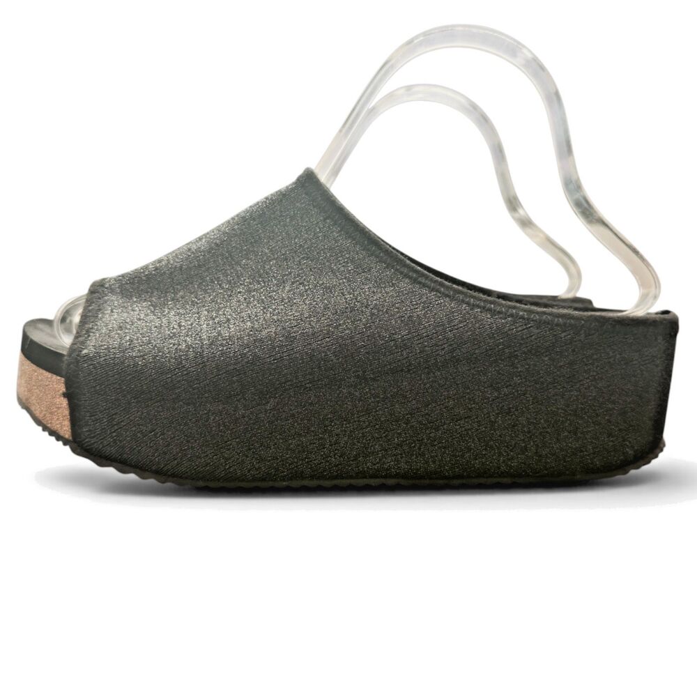 volatile festina black shimmer wedge slide sandals cork platform comfort size 9 - Picture 1 of 8